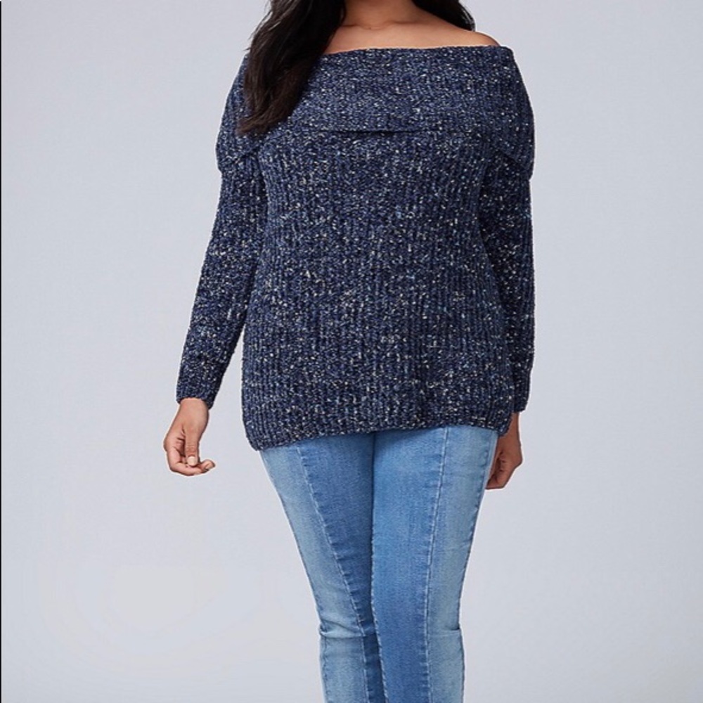Lane Bryant Off-The-Shoulder Chenille Sweater NWT